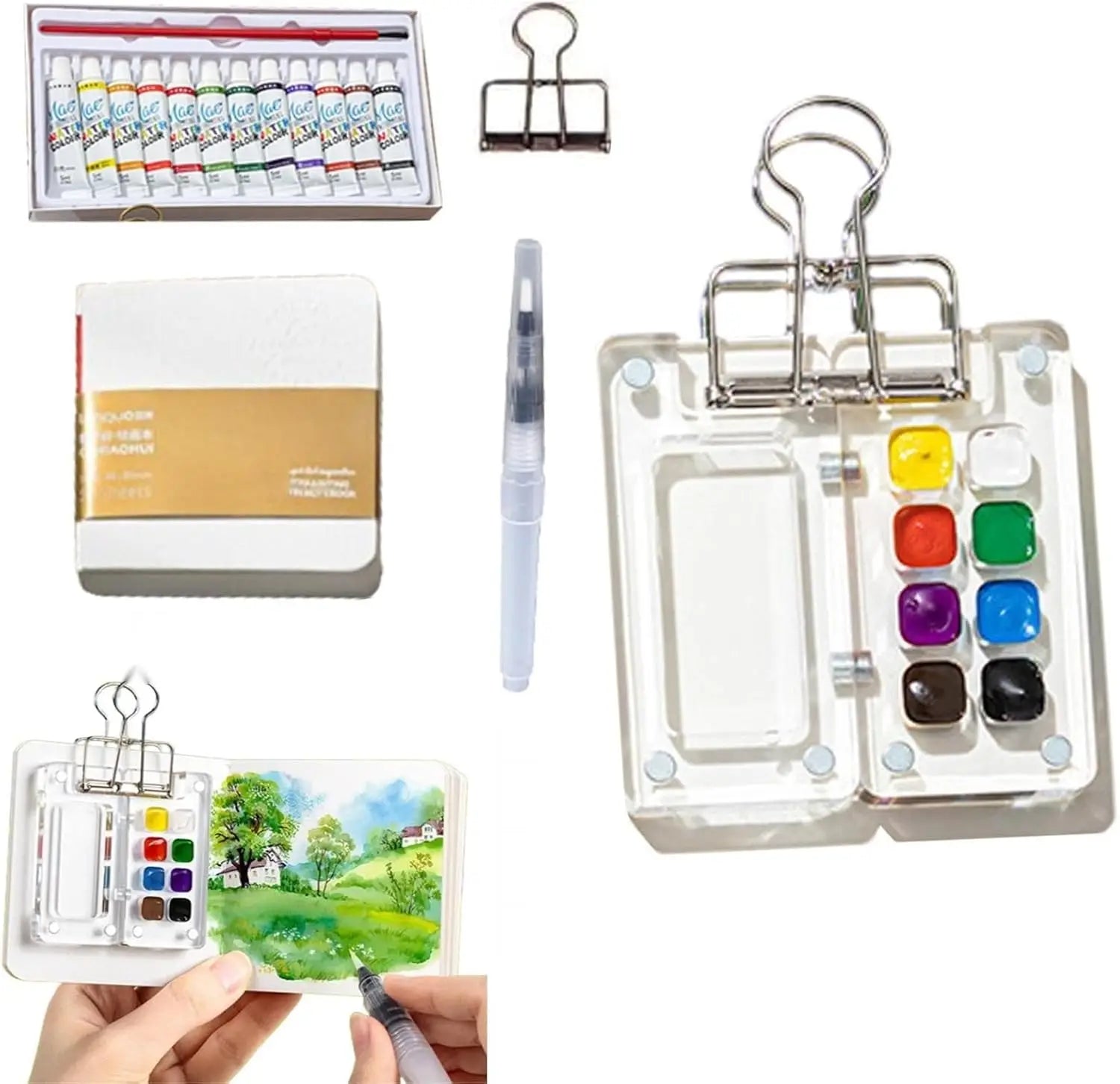 Portable Aquarellfarben Set Mini Aquarellbox Reisen