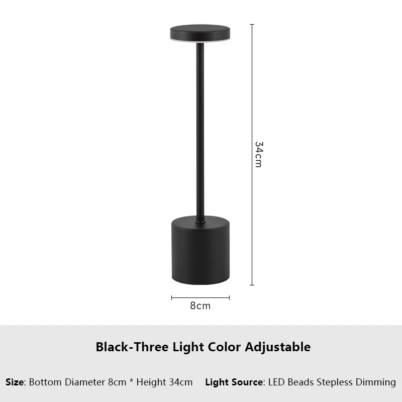 Klassische Metall-Tischlampe mit Berührungssensor – Wiederaufladbar, 3 Lichtfarben, Dimmbar, Kreatives Umgebungslicht für Schreibtisch, Bar & Nachtlicht