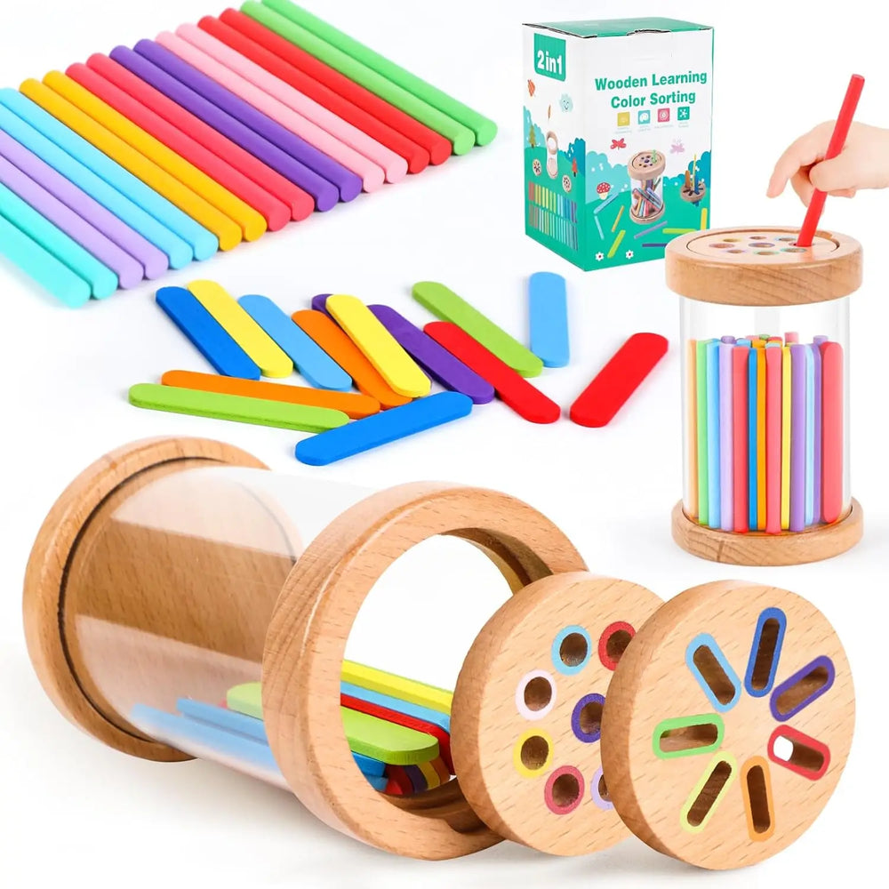 Montessori Holz Farb-Sortierspielzeug – Spielerisch Farben, Formen & Feinmotorik entdecken