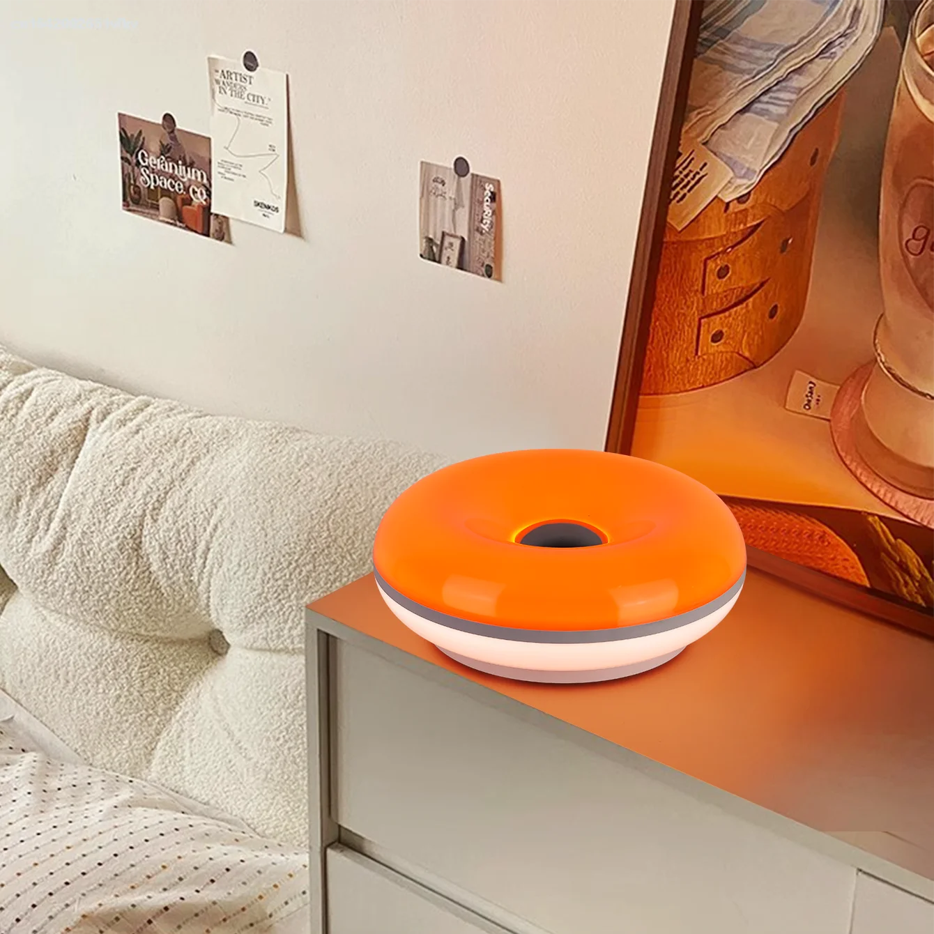 Donut Tischlampe mit USB-Stecker – Stilvolles Ambientelicht für Schlafzimmer, Wohnzimmer & Esszimmer
