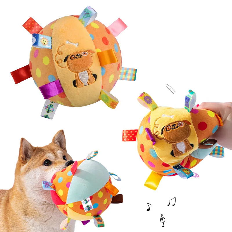 Interaktives Ball-Hundespielzeug – Bissfest, Plüschgriff, Mit Glöckchen, Für Aggressive Kauer & Spielspaß