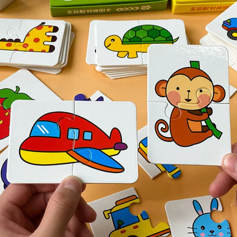 32-teilige Kleinkind-Matching-Karten – Montessori Puzzle für Tiere, Farben & Formen | Lernspielzeug ab 3 Jahren