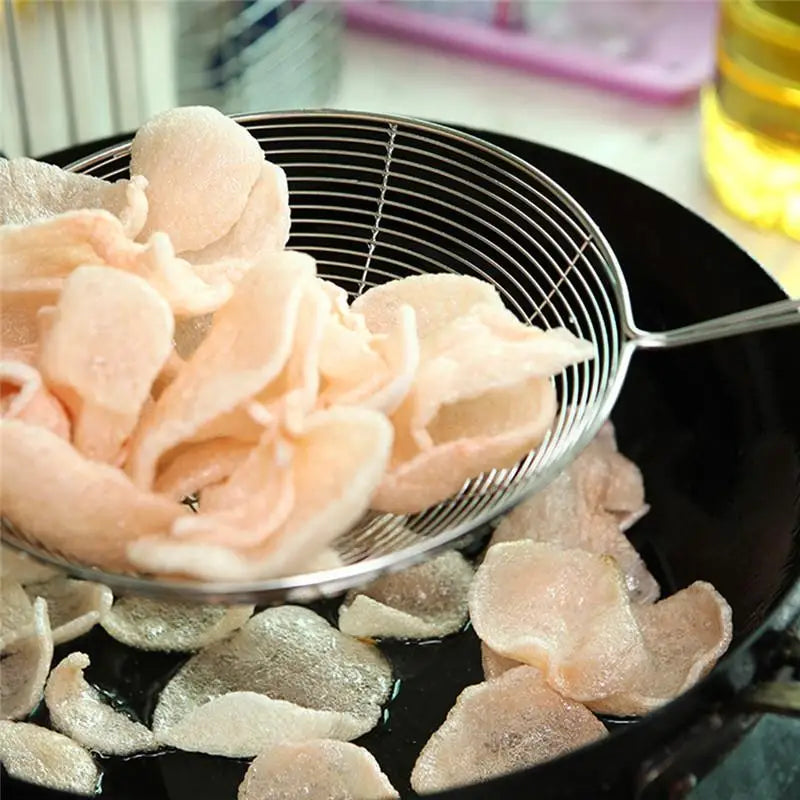 Ovaler Edelstahl Skimmer – Robustes Küchensieb zum Frittieren & Abseihen