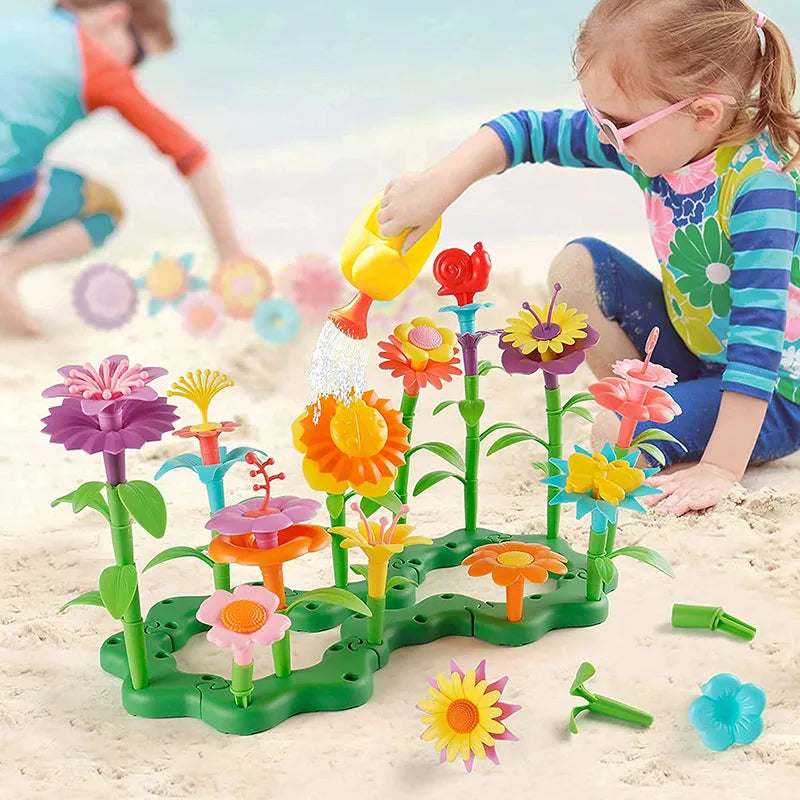 Mädchen DIY Blumengarten Spielzeug – Kreatives Baustein-Set für kleine Entdeckerinnen