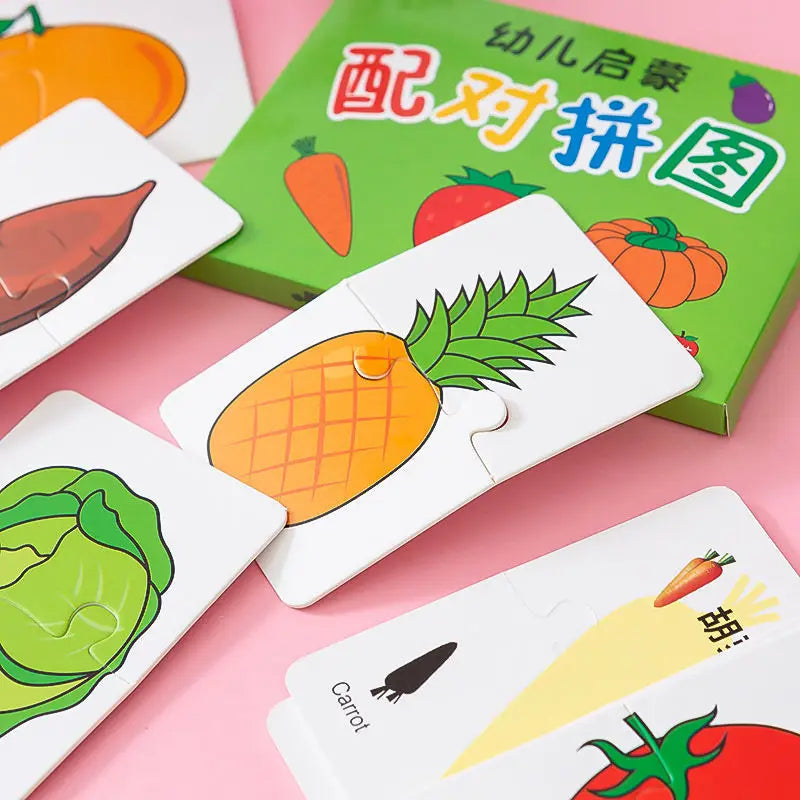 32-teilige Kleinkind-Matching-Karten – Montessori Puzzle für Tiere, Farben & Formen | Lernspielzeug ab 3 Jahren
