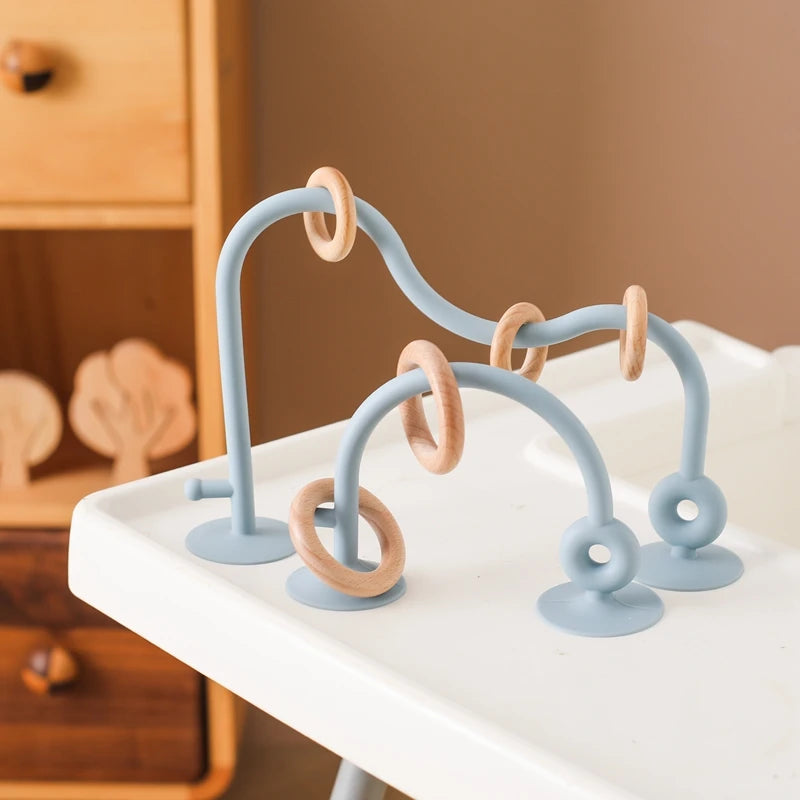 Baby Spielzeug Silikon Lernspielzeug – Montessori Beißring & Holz Labyrinth für Säuglinge