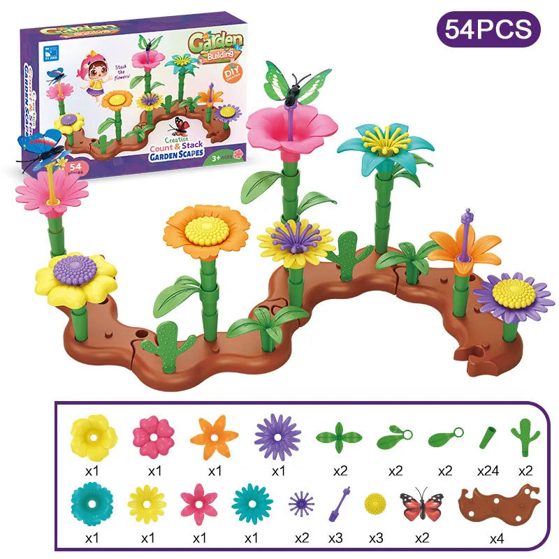 Mädchen DIY Blumengarten Spielzeug – Kreatives Baustein-Set für kleine Entdeckerinnen