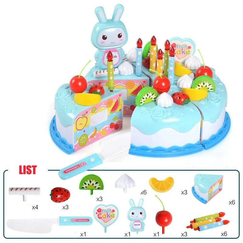 Kinder Spielzeug Geburtstagstorte DIY – Realistisches Schneide- & Rollenspiel-Set für kleine Küchenchefs