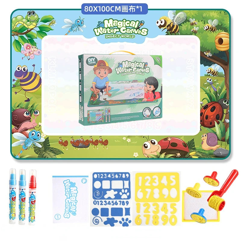 Magische Wasser-Zeichnungsmatte – Kreatives Doodle mit wiederverwendbaren Stiften, Montessori-Malbrett & pädagogisches Spielzeug für Kinder