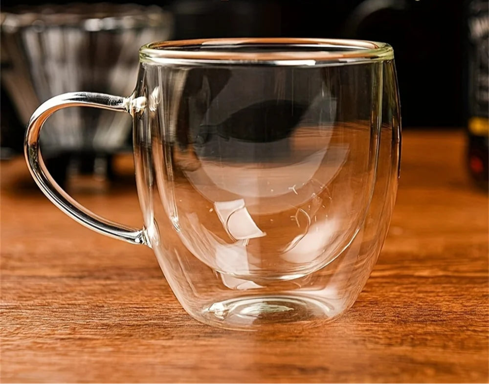 Premium Doppelwandige Kaffeetasse aus Borosilikatglas 250 ml – Hält Kaffee länger heiß & bleibt außen kühl