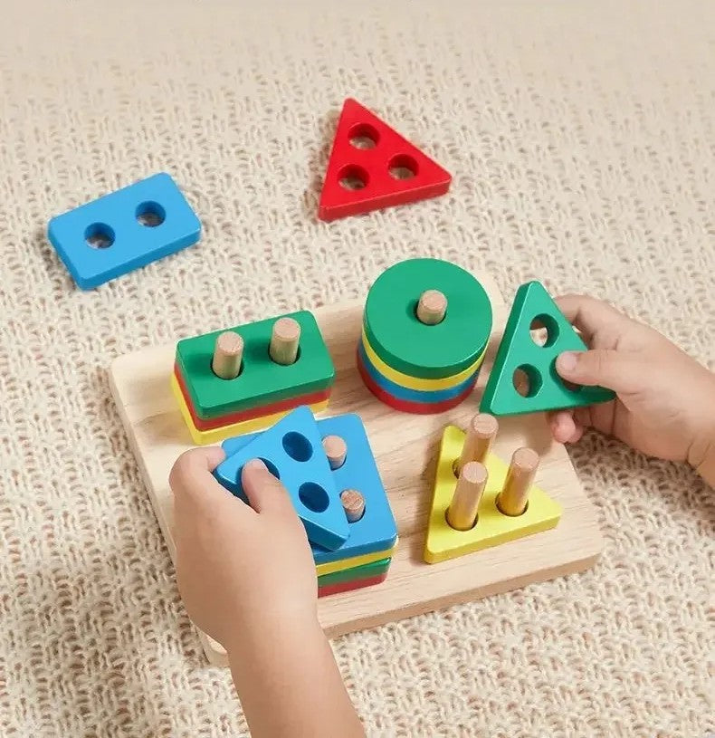 Montessori Holz-Sortier- & Stapelspielzeug – Puzzle für Kleinkinder, fördert Feinmotorik ab 1 Jahr