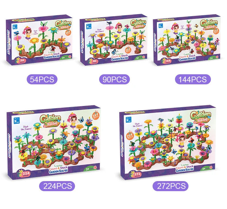 Mädchen DIY Blumengarten Spielzeug – Kreatives Baustein-Set für kleine Entdeckerinnen