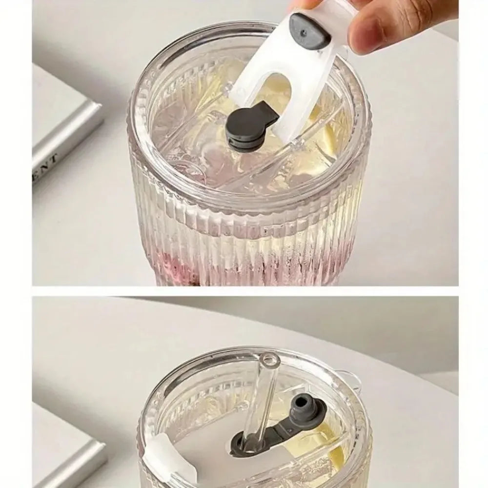 600 ml Glasbecher mit Deckel & Strohhalm – stilvoll & umweltfreundlich