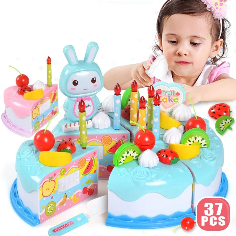 Kinder Spielzeug Geburtstagstorte DIY – Realistisches Schneide- & Rollenspiel-Set für kleine Küchenchefs