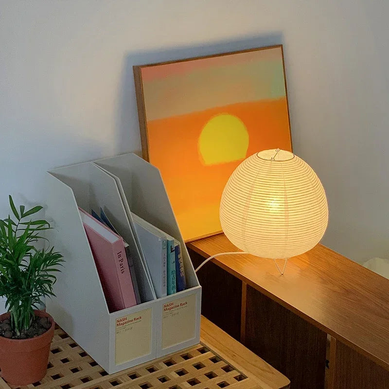 Japanische LED Laterne – Elegante Tischlampe aus Reispapier für Wohnzimmer & Schlafzimmer