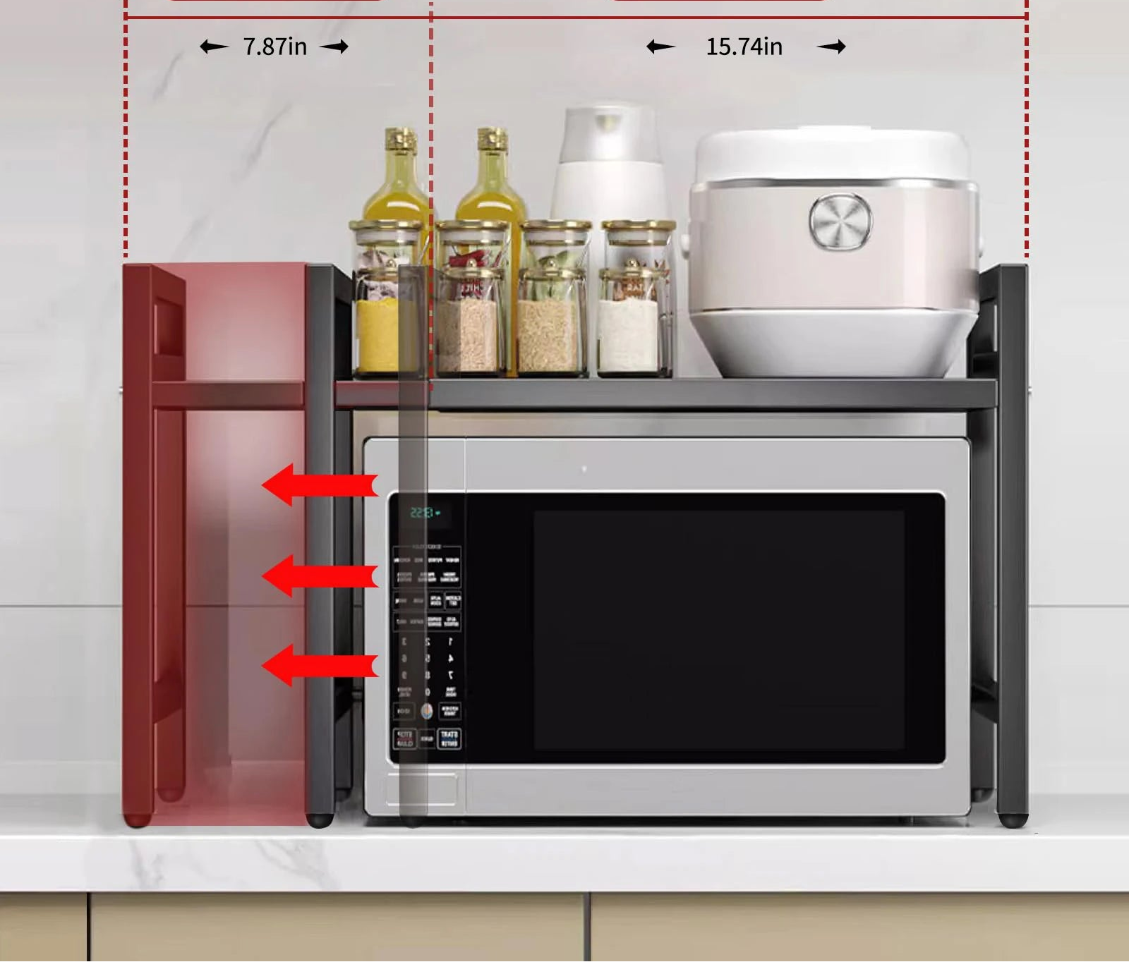 Erweiterbarer Mikrowellen-Regal-Organizer (42–64 cm) – Platzsparend, Rostfrei & Feuchtigkeitsbeständig