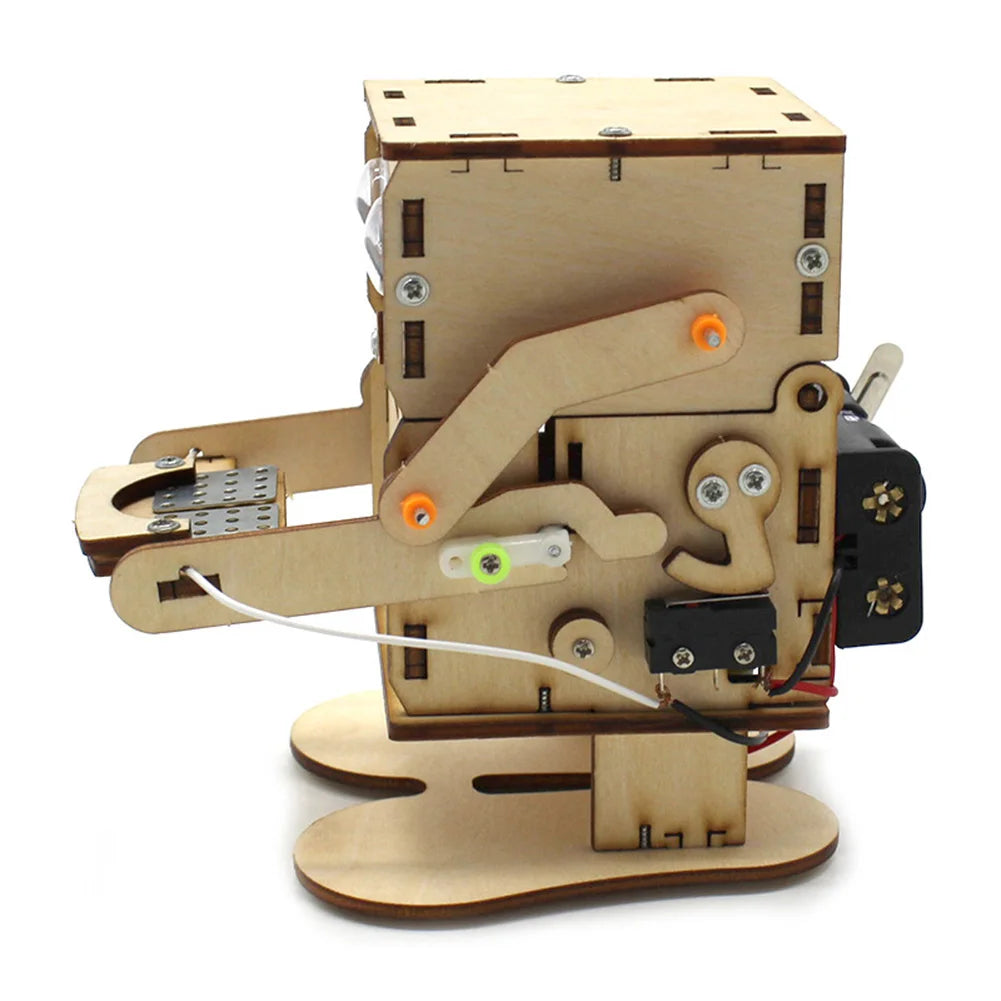 DIY Roboter Holz-Bausatz – Münzenfresser Experimentier-Kit für Kinder | STEM Lernspielzeug