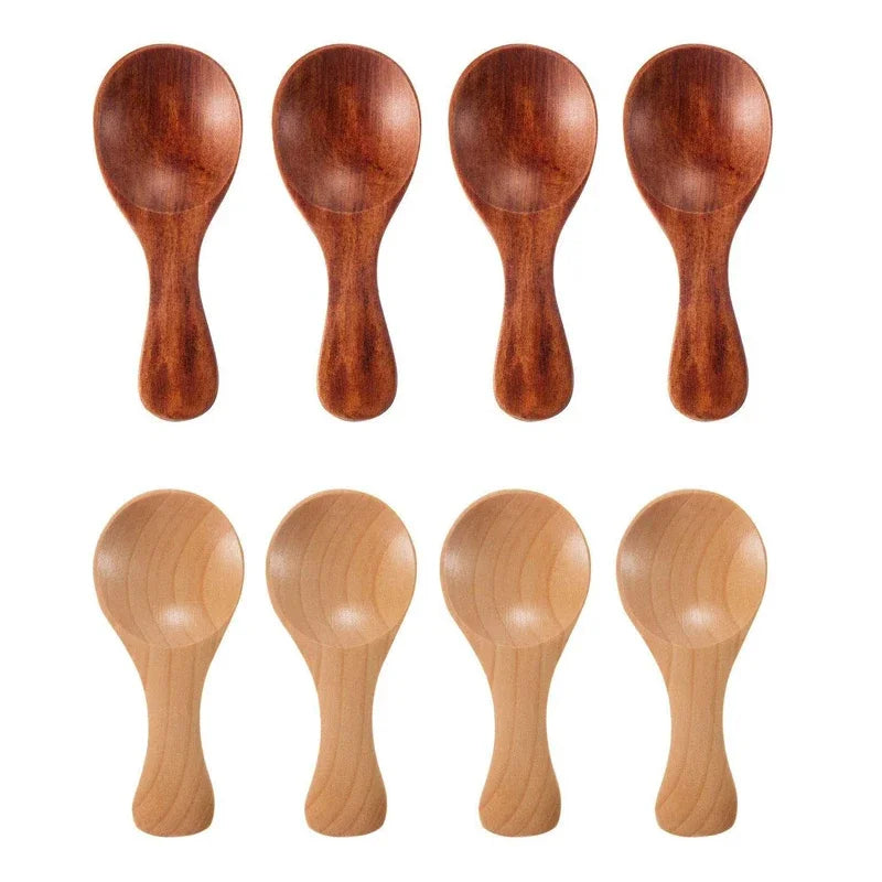 4 Stück Mini-Holzlöffel – Vielseitige Salz- & Gewürzlöffel für Küche & Babyfütterung