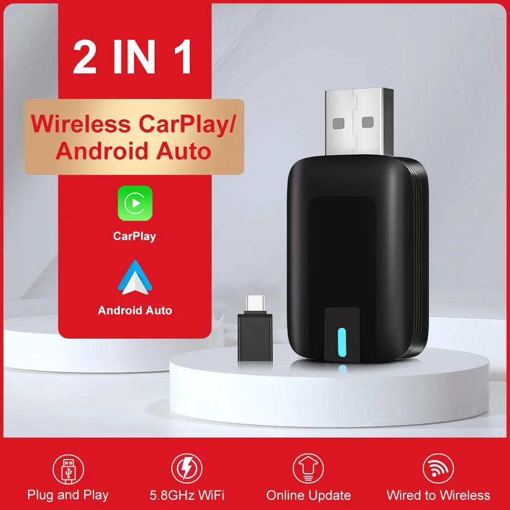 2-in-1 Wireless CarPlay & Android Auto Adapter – Kabelloser Adapter für OEM Autoradios (FLIXIVI)