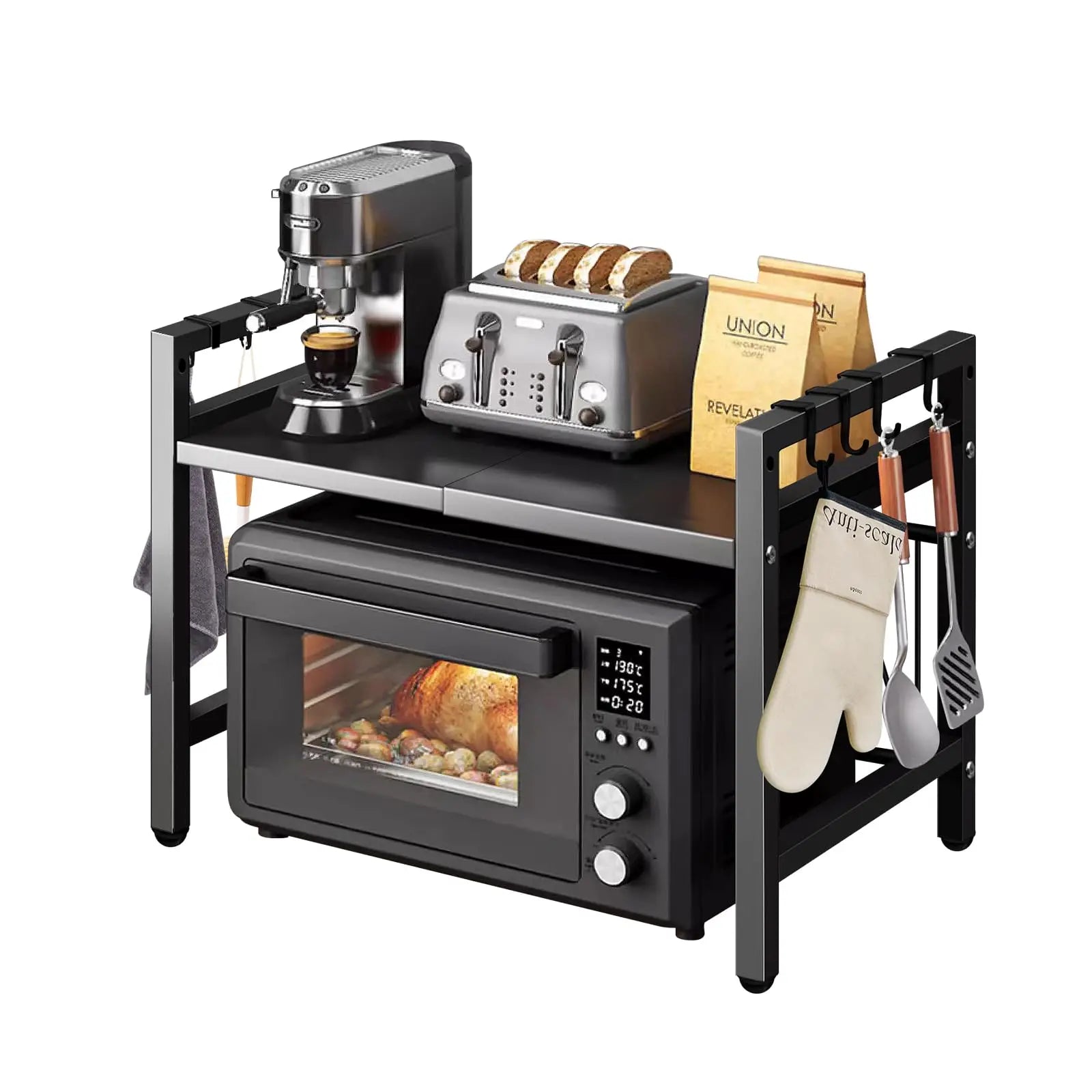 Erweiterbarer Mikrowellen-Regal-Organizer (42–64 cm) – Platzsparend, Rostfrei & Feuchtigkeitsbeständig
