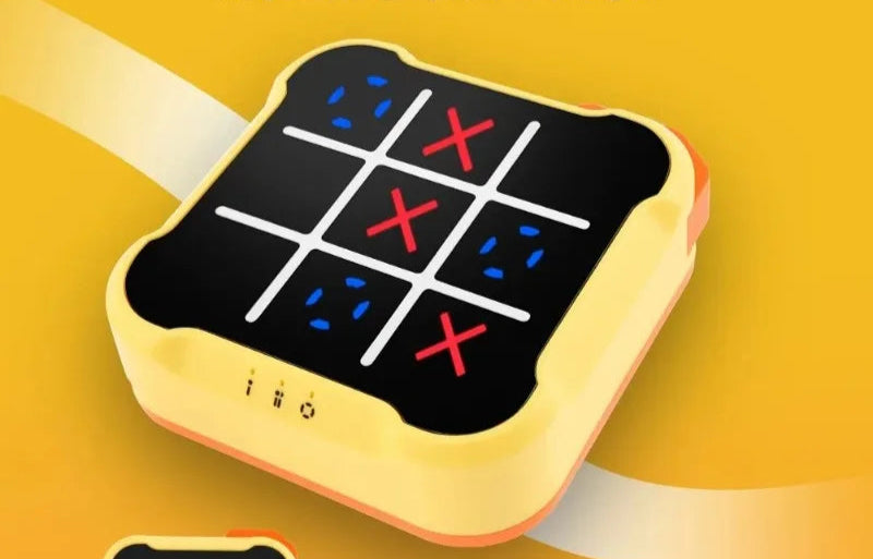Multifunktionales Elektronisches Tic-Tac-Toe Spiel – Montessori Puzzle & Schach-Set, Tragbar für Kinder & Erwachsene