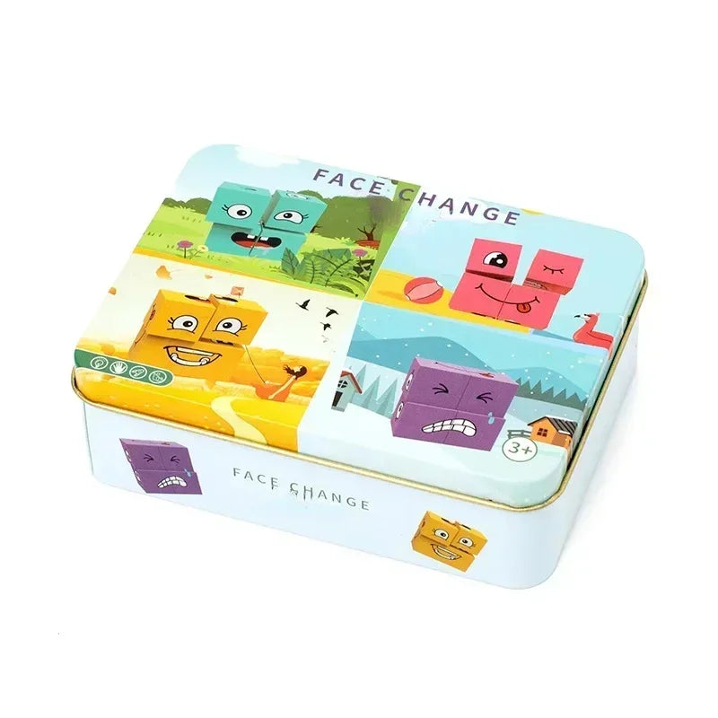 Würfel Gesicht ändern Bausteine – Das lustige Holz-Brettspiel für kleine Emotionsexperten