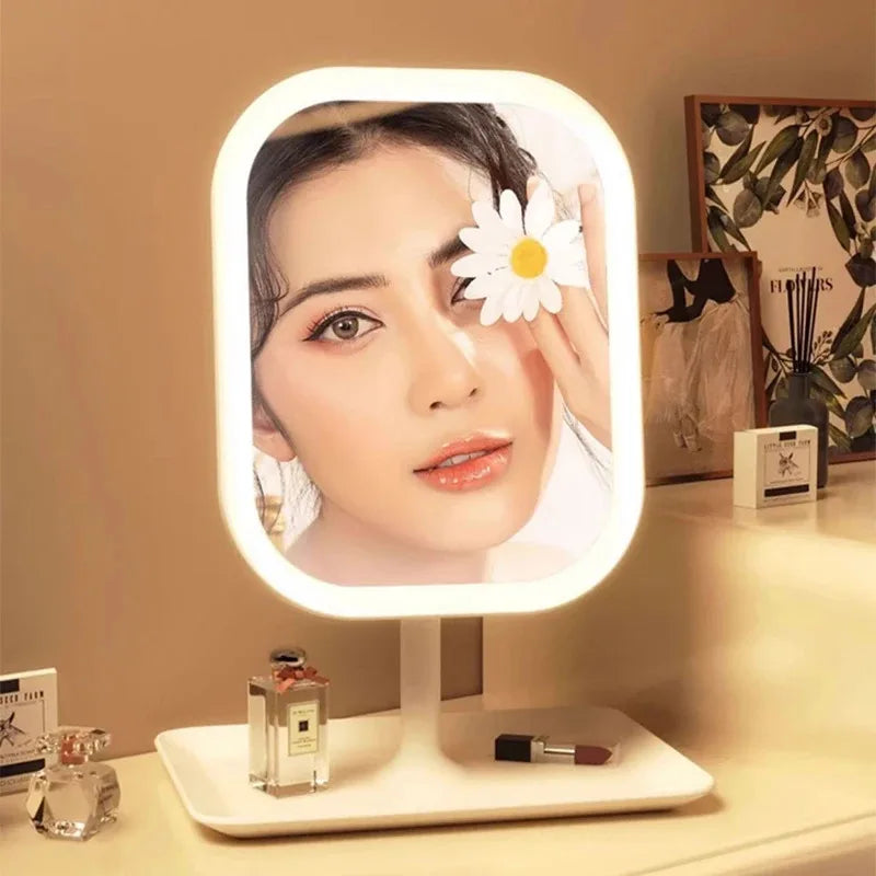 Moderner Desktop-Kosmetikspiegel mit 3-farbigem LED-Licht – Perfekte Beleuchtung für jedes Make-up