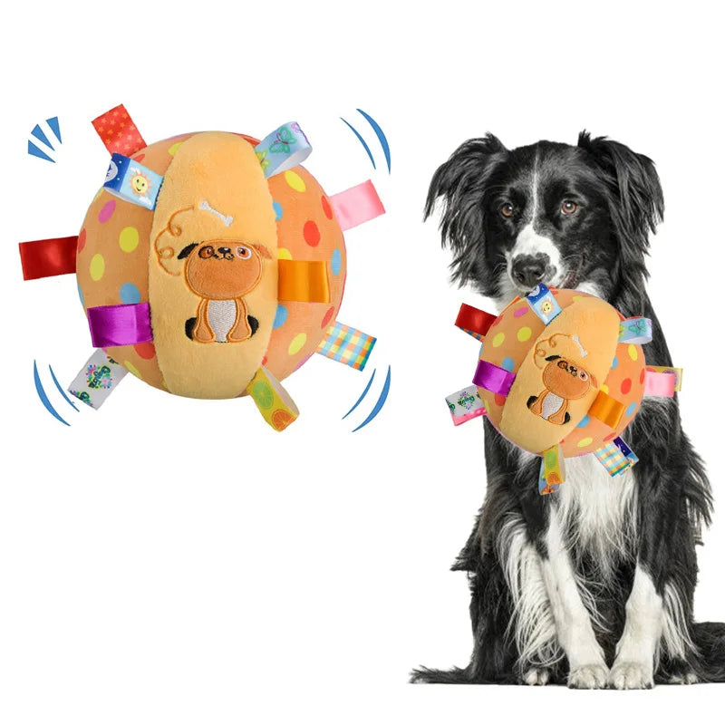Interaktives Ball-Hundespielzeug – Bissfest, Plüschgriff, Mit Glöckchen, Für Aggressive Kauer & Spielspaß