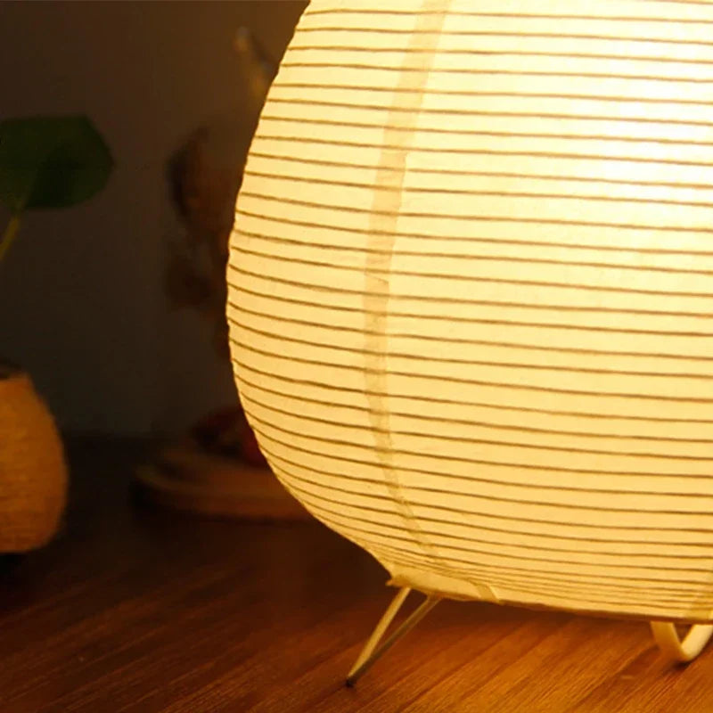 Japanische LED Laterne – Elegante Tischlampe aus Reispapier für Wohnzimmer & Schlafzimmer