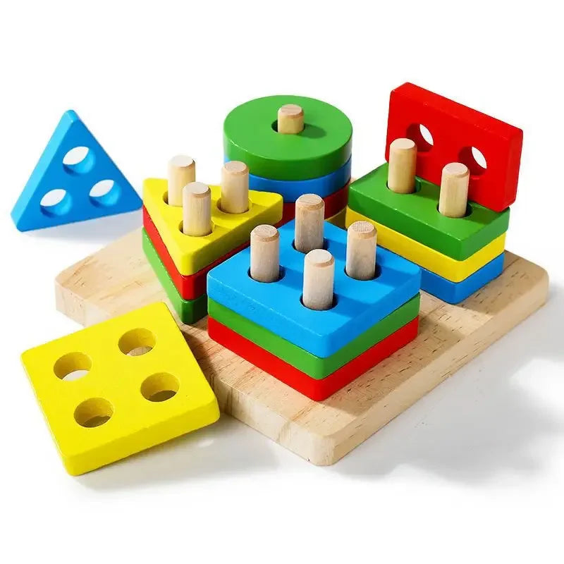 Montessori Holz-Sortier- & Stapelspielzeug – Puzzle für Kleinkinder, fördert Feinmotorik ab 1 Jahr