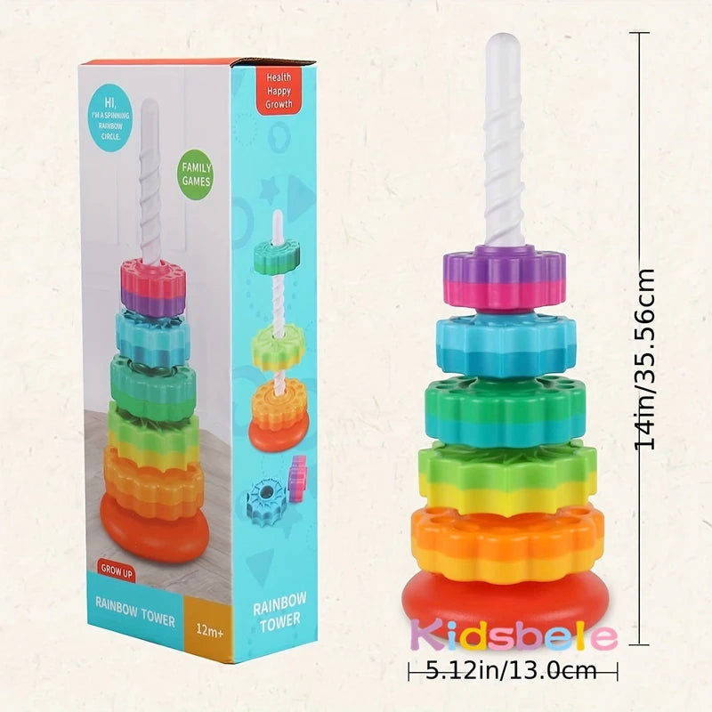 Gedrehtes Regenbogen Stapelspielzeug – Pädagogisches Motorik-Spiel für Babys & Kleinkinder