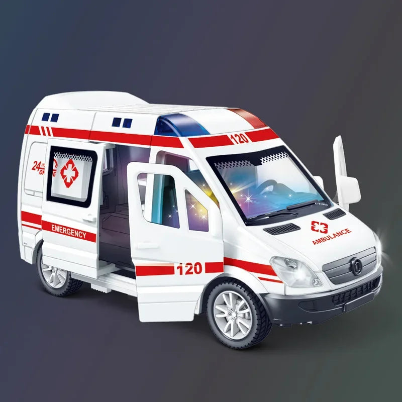 1:32 Mini-Auto – Feuerwehr, Polizei & Krankenwagen | Mit Licht & Sound – Realistisches Modellauto für Kinder & Sammler