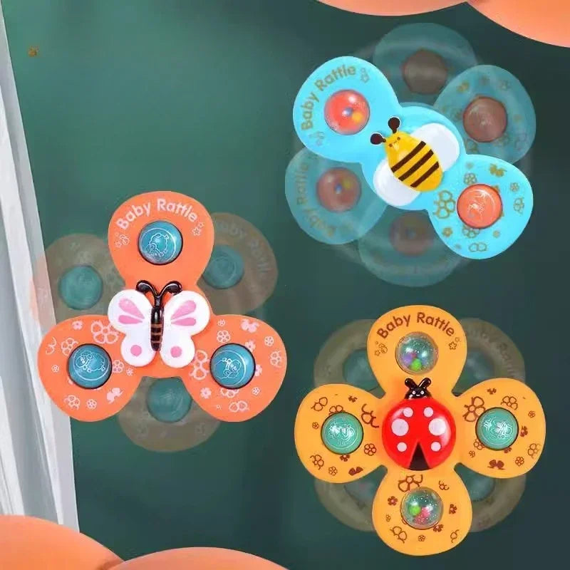 Saugnapf Spinner Spielzeug (3er Set) – Bunte Windmühlen & Tiermotive für endlosen Spielspaß im Bad und unterwegs