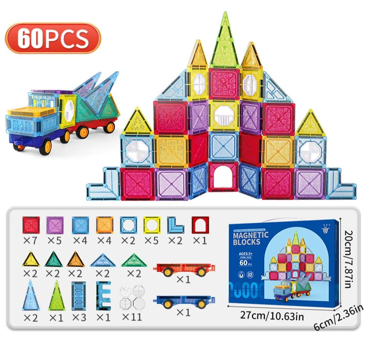 Magnetische Bausteine für Kinder 3–8 Jahre – Kreatives Lernspielzeug für Jungen & Mädchen