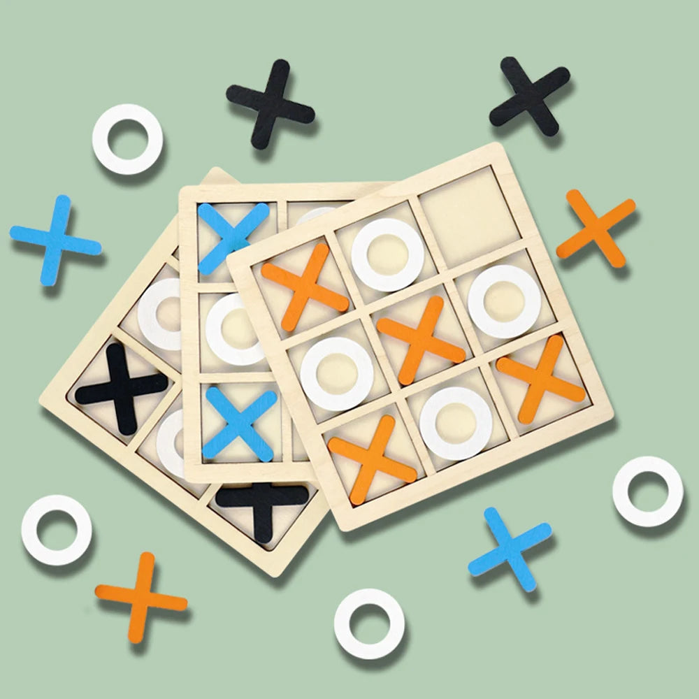 Holz XO Tic Tac Toe Spiel – Montessori Lernspaß & Familienspaß in Einem
