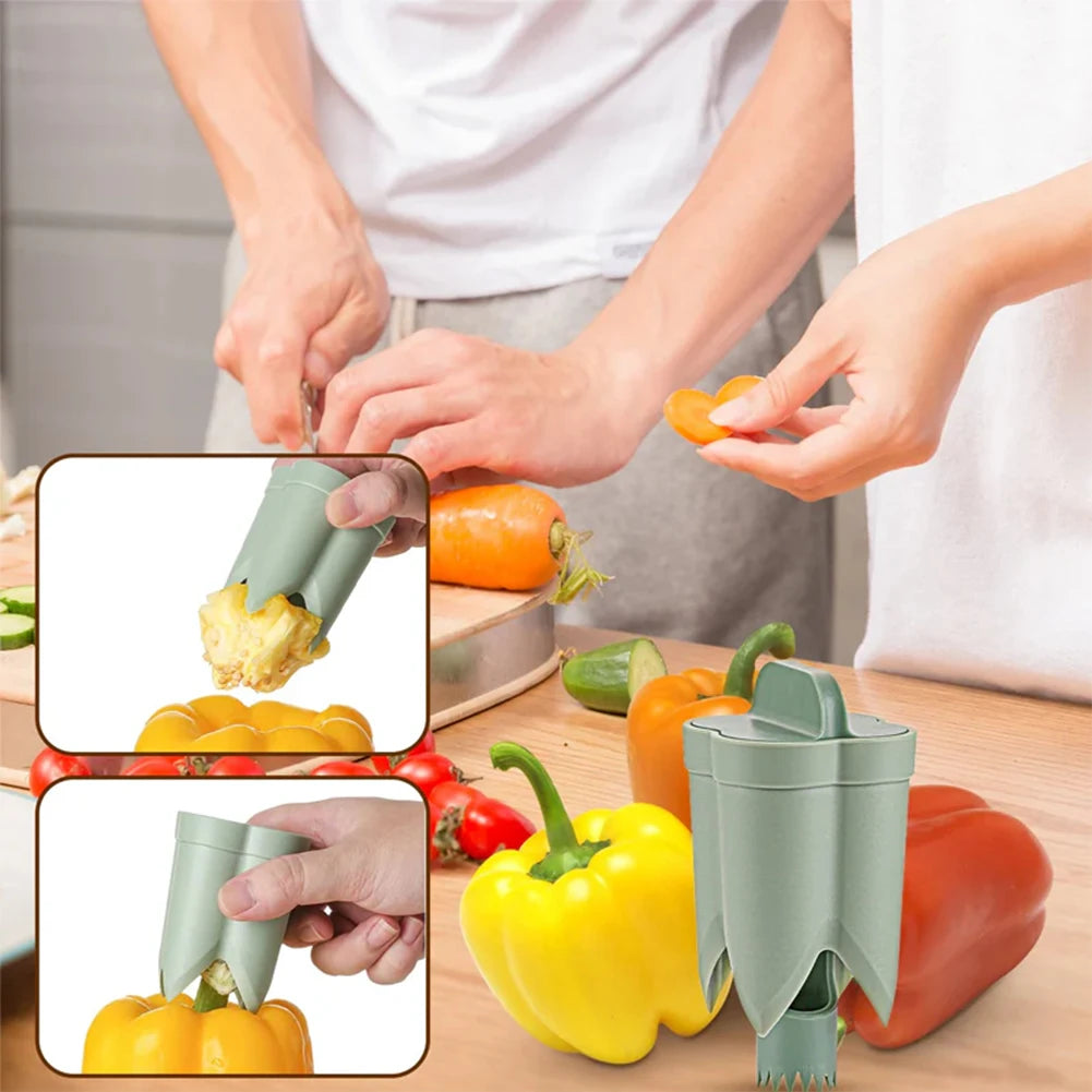 2-in-1 Obst- & Pfeffer-Corer – Tragbares Küchenwerkzeug zum einfachen Entfernen von Kernen
