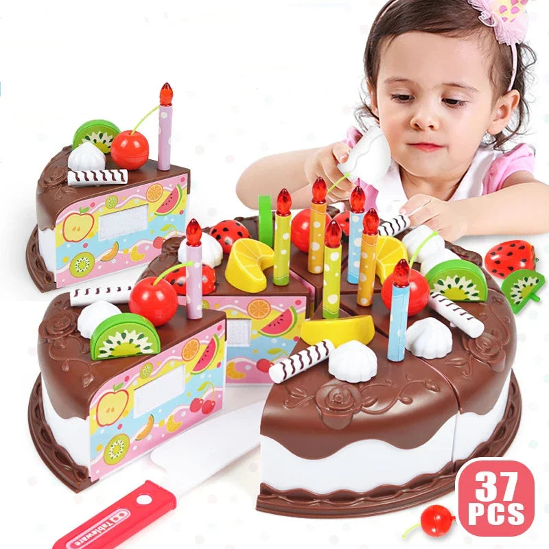 Kinder Spielzeug Geburtstagstorte DIY – Realistisches Schneide- & Rollenspiel-Set für kleine Küchenchefs
