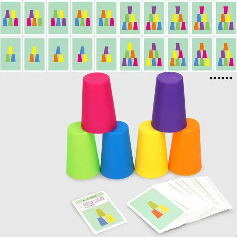 Kinder Montessori Stapelspiel mit Karten – Fördert Logik, Farbenlernen & Konzentration