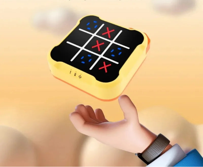 Multifunktionales Elektronisches Tic-Tac-Toe Spiel – Montessori Puzzle & Schach-Set, Tragbar für Kinder & Erwachsene