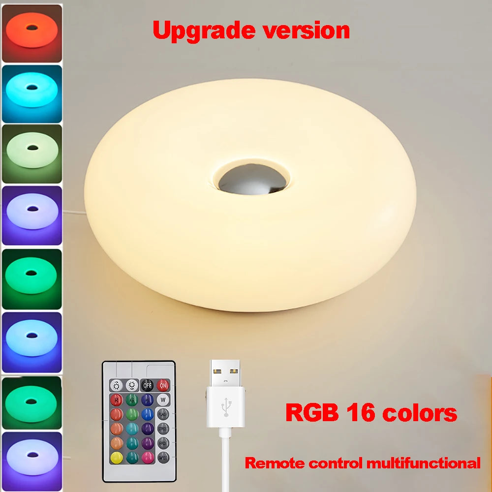 Donut Tischlampe mit USB-Stecker – Stilvolles Ambientelicht für Schlafzimmer, Wohnzimmer & Esszimmer