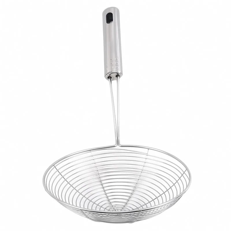 Ovaler Edelstahl Skimmer – Robustes Küchensieb zum Frittieren & Abseihen