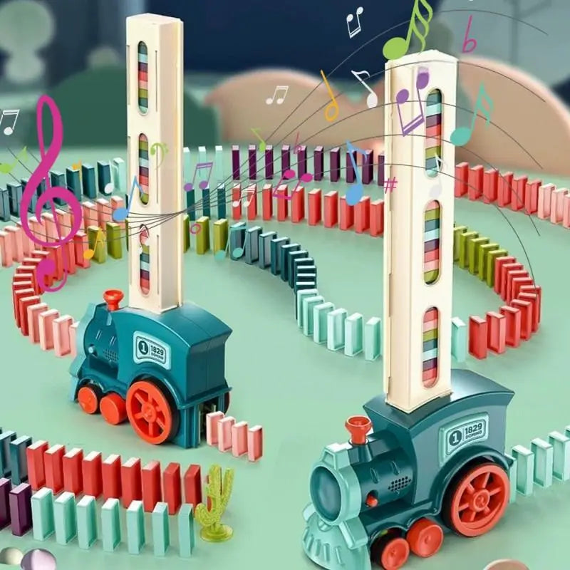 Domino-Zug mit automatischem Verlegen – Buntes Lernspielzeug für Kinder, fördert Kreativität & Geschick