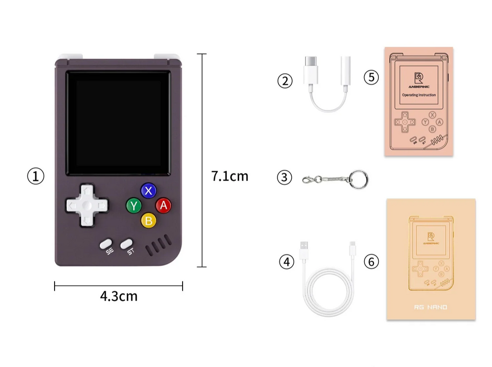 RG Nano Retro Handheld-Spielekonsole – Mini, robust & mit über 5400 Spielen