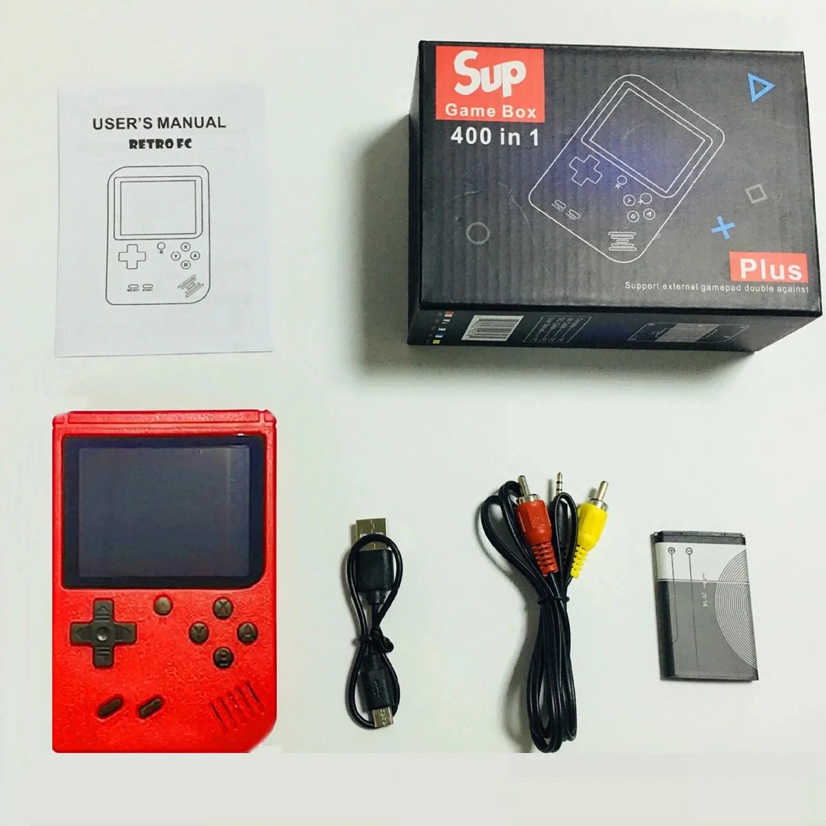 Kompakte Retro - Spielkonsole mit 400 Klassikern und TV - Anschluss - HomiZen