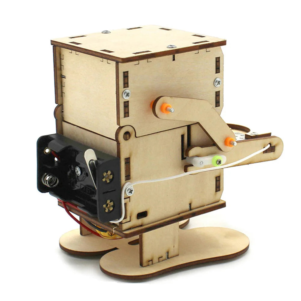 DIY Roboter Holz-Bausatz – Münzenfresser Experimentier-Kit für Kinder | STEM Lernspielzeug
