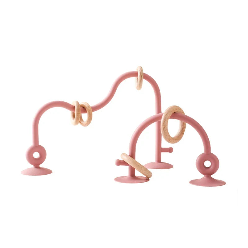 Baby Spielzeug Silikon Lernspielzeug – Montessori Beißring & Holz Labyrinth für Säuglinge