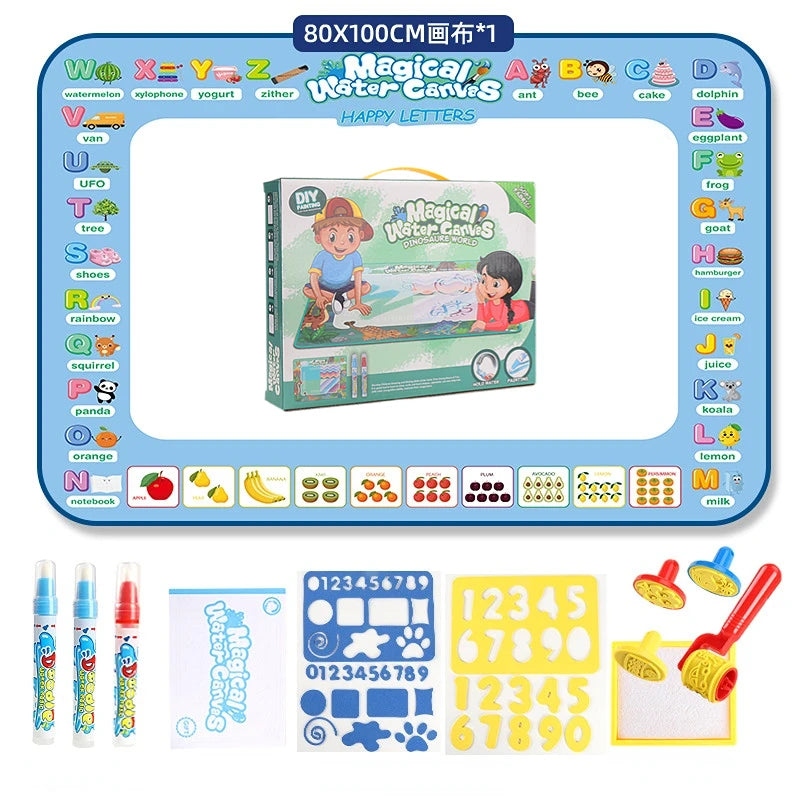 Magische Wasser-Zeichnungsmatte – Kreatives Doodle mit wiederverwendbaren Stiften, Montessori-Malbrett & pädagogisches Spielzeug für Kinder