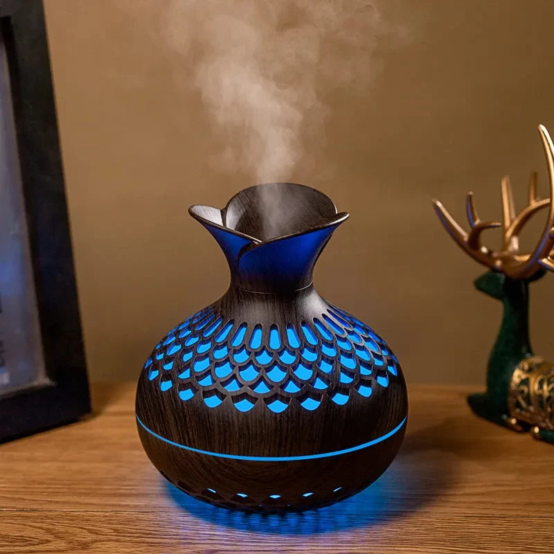 300 ml USB Mini Luftbefeuchter in Hohlvase-Form – Stilvolles Design mit bunten Nachtlichtern für reine, duftende Luft