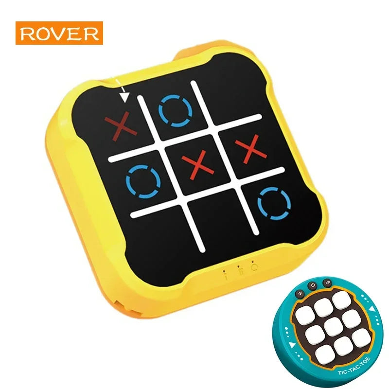 Multifunktionales Elektronisches Tic-Tac-Toe Spiel – Montessori Puzzle & Schach-Set, Tragbar für Kinder & Erwachsene