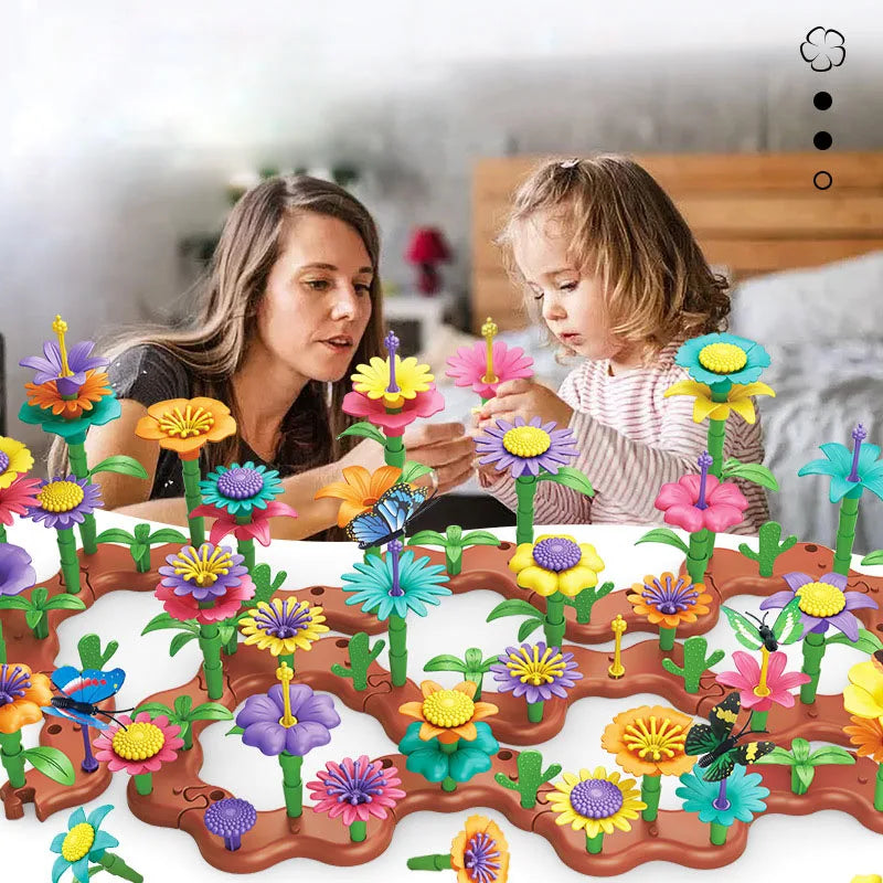 Mädchen DIY Blumengarten Spielzeug – Kreatives Baustein-Set für kleine Entdeckerinnen